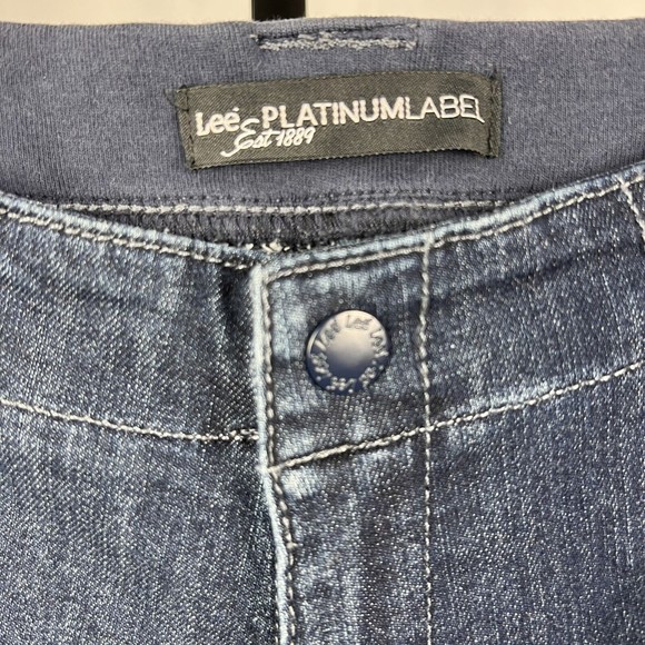 Lee Platinum Label Jeans Womens 8 Blue Capri Roll Up Snap Cuff Stretch Denim - Picture 5 of 9